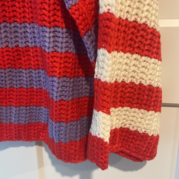 Cloud ten sweater sz small red purple white stripes like new chunk knit sweater - Picture 2 of 15